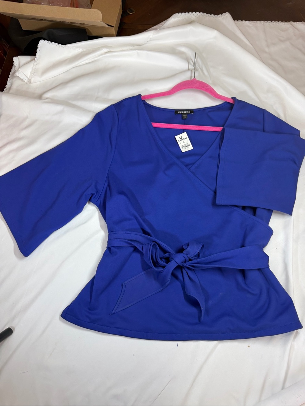 Express Cobalt Blue Wrap Tie Waist Tunic